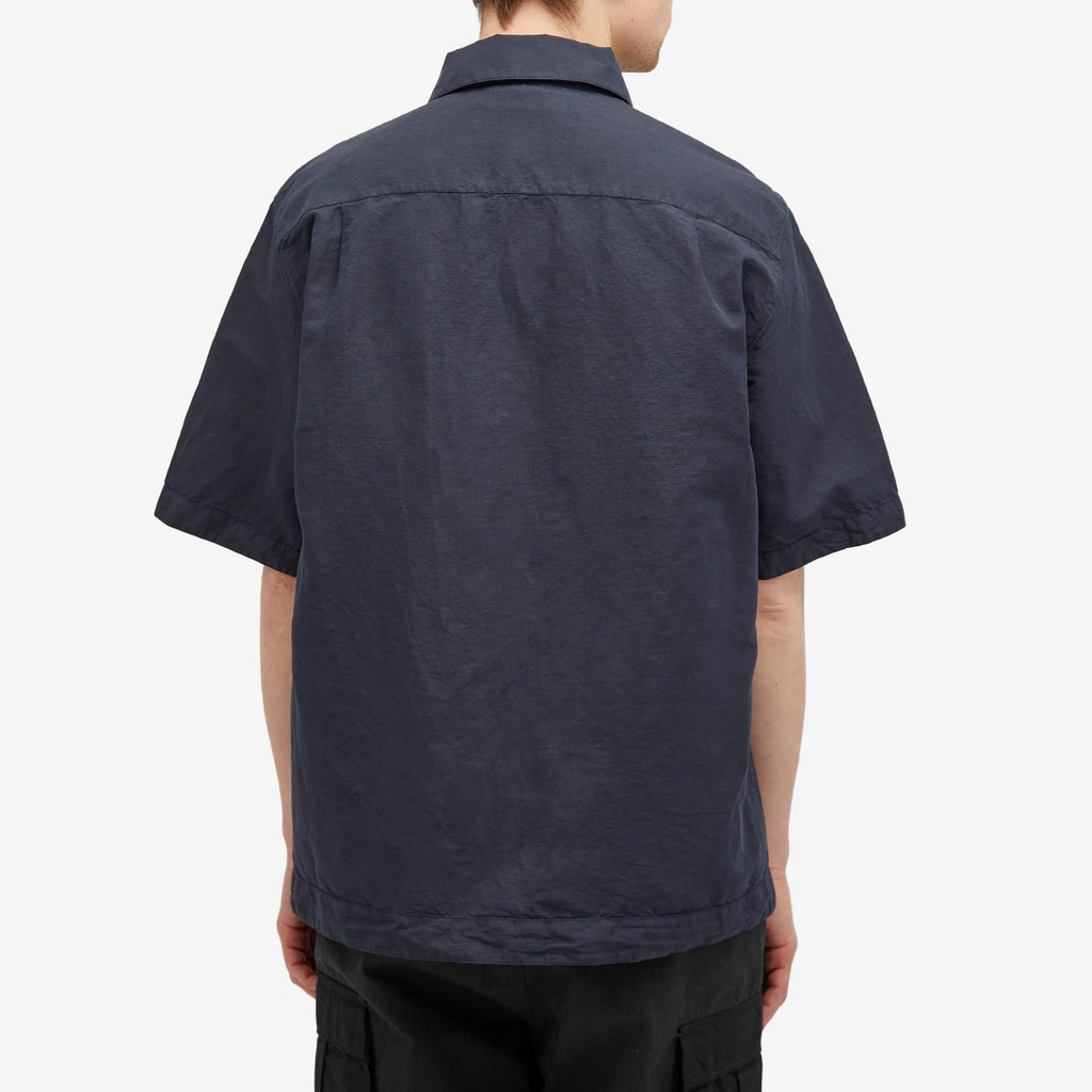 Stone Island Men's Cotton Canvas Short Sleeve Shirt Navy